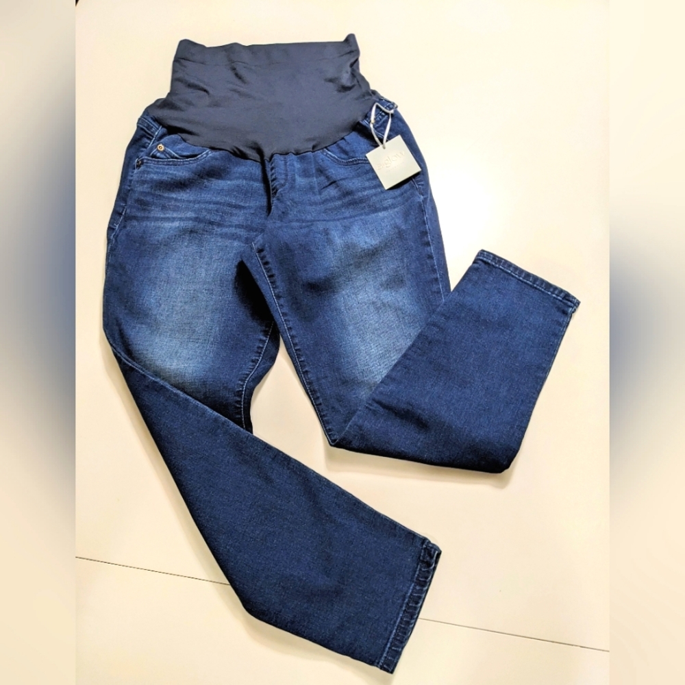 A:GLOW, Maternity, Full Belly Panel Skinny Jeans, Size 10 Short Maternity.